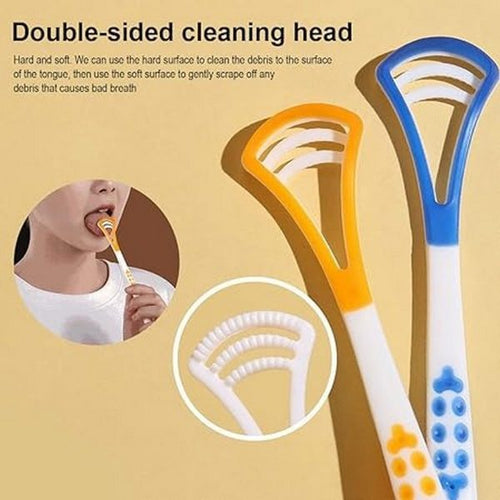 1-Piece Double-Head Tongue Scraper | Oral Hygiene Cleaner | Fights Bad Breath | Random Color