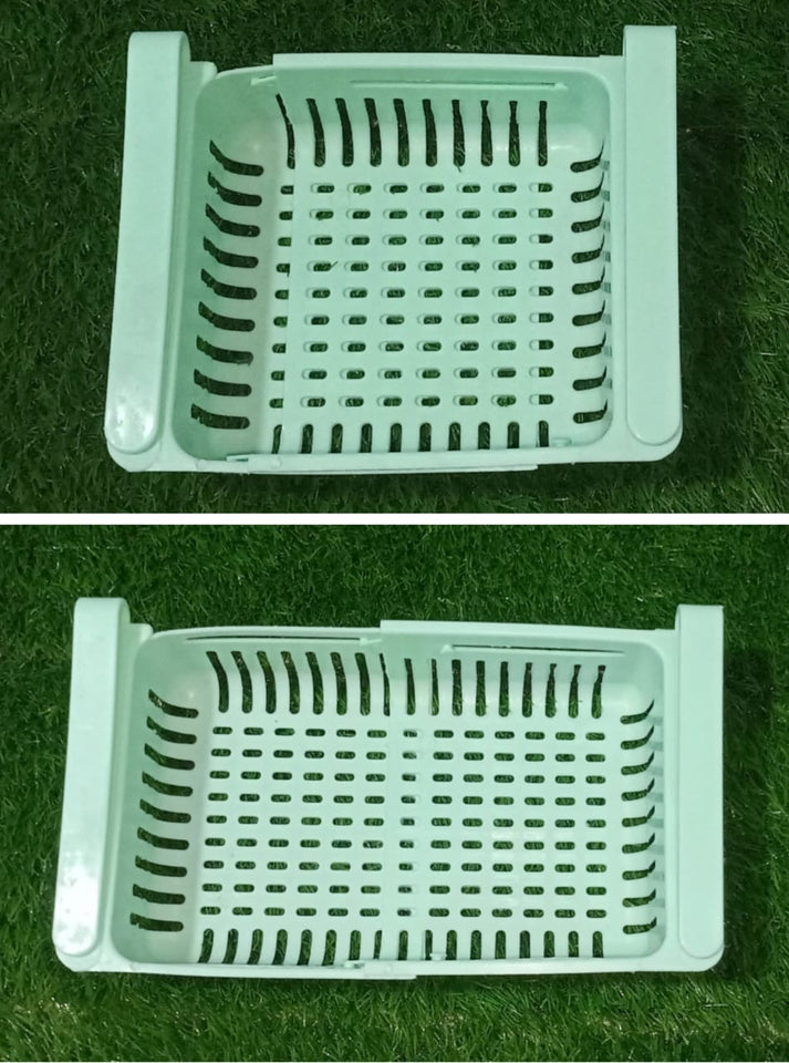 Adjustable Fridge Storage Basket – Plastic Stretchable Organizer