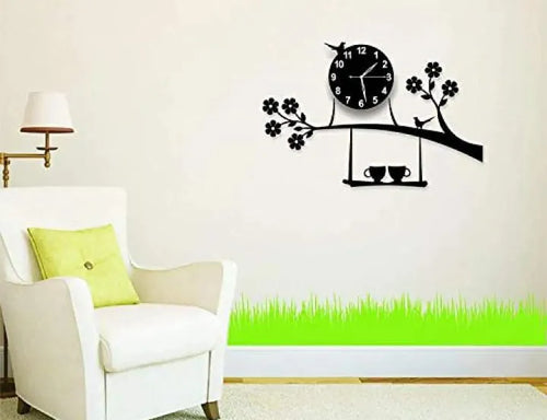 3d wall clock Birds on Tree with Coffee Cups *MEDUM*