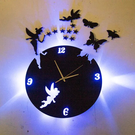 3d wall clock with light Wooden Clock With Light
