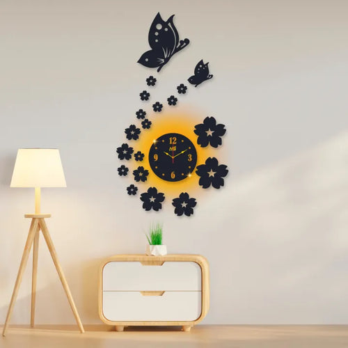 3d wall clock | Wall Clock With Wooden Butterflies