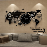 3D DIGITAL WORLD MAP WOODEN WALL CLOCK LARGE