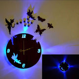Buy one get one free 3d wall clock with light and pack of 30 butterfly