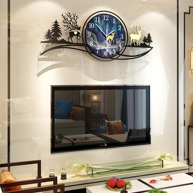 forest figure Deer 3d wood Wall clock