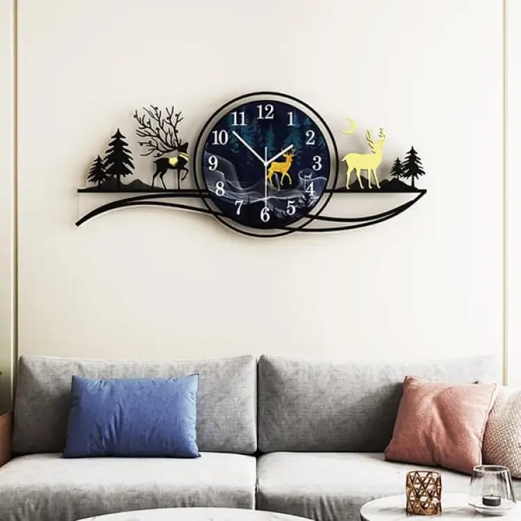 forest figure Deer 3d wood Wall clock