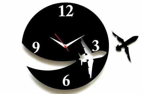 3D Wooden wall clock With Airplane Designer