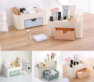 Plastic Makeup Storage Box with Drawer – Space-Saving Organizer