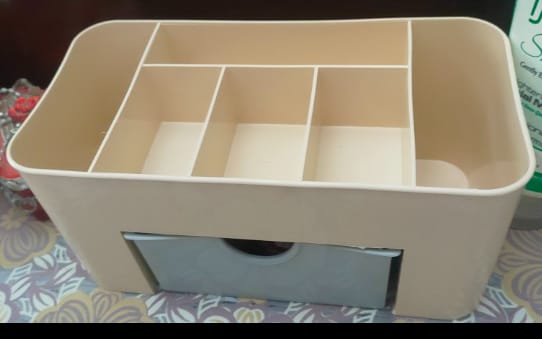 Plastic Makeup Storage Box with Drawer – Space-Saving Organizer