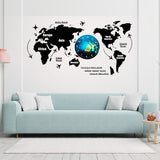 3D Wooden World Map With Esthetic Dial Wall Clock