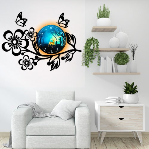 3D Wooden Flower Clock With Esthetic Dial Wall