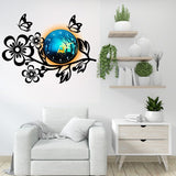 3D Wooden Flower Clock With Esthetic Dial Wall