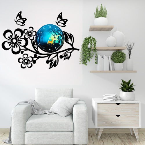 3D Wooden Flower Clock With Esthetic Dial Wall