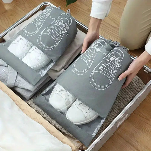 Travel Shoe Bag – Dustproof & Reusable Shoe Organizer (Grey)