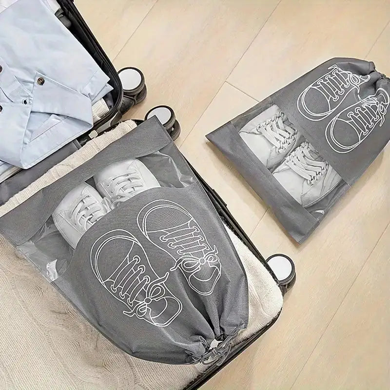 Travel Shoe Bag – Dustproof & Reusable Shoe Organizer (Grey)