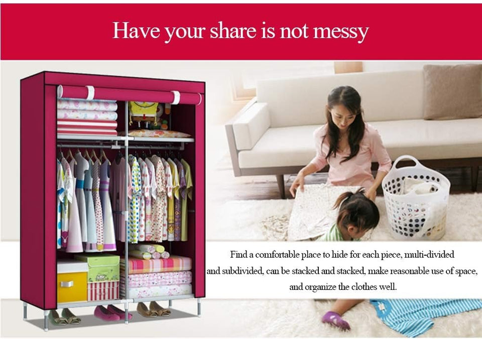 2 Door Foldable Closet Wardrobe – Portable Storage Organizer