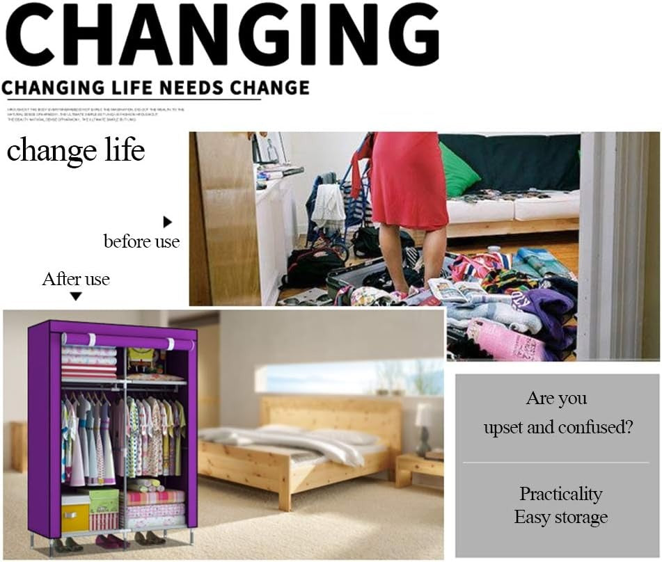2 Door Foldable Closet Wardrobe – Portable Storage Organizer