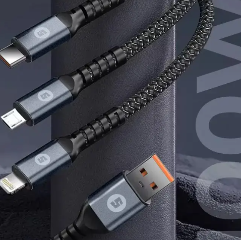 3-in-1 Charge & Sync Cable | Fast Charging + Data Transfer + Multi-Device