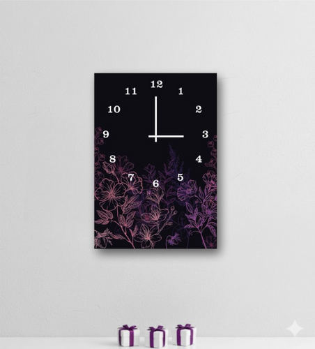 Elegant Floral Digital Printed Wooden Wall Clock