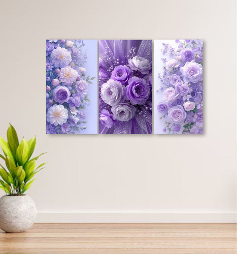 Set Of 3 Flowers Art Wooden Frames For Wall