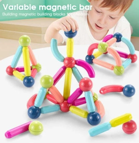 Magnetic Rods Building Toy – Montessori STEM Blocks for Kids | DIY Magnetic Sticks & Balls | Educational Construction Set