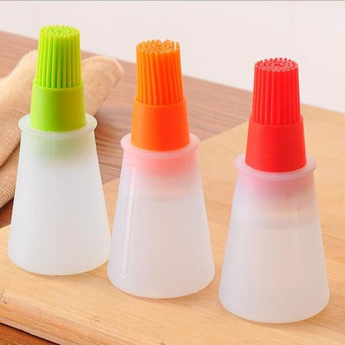 Portable Silicone Oil Bottle with Brush | Refillable BBQ & Baking Oil Applicator | Non-Stick Kitchen Tool